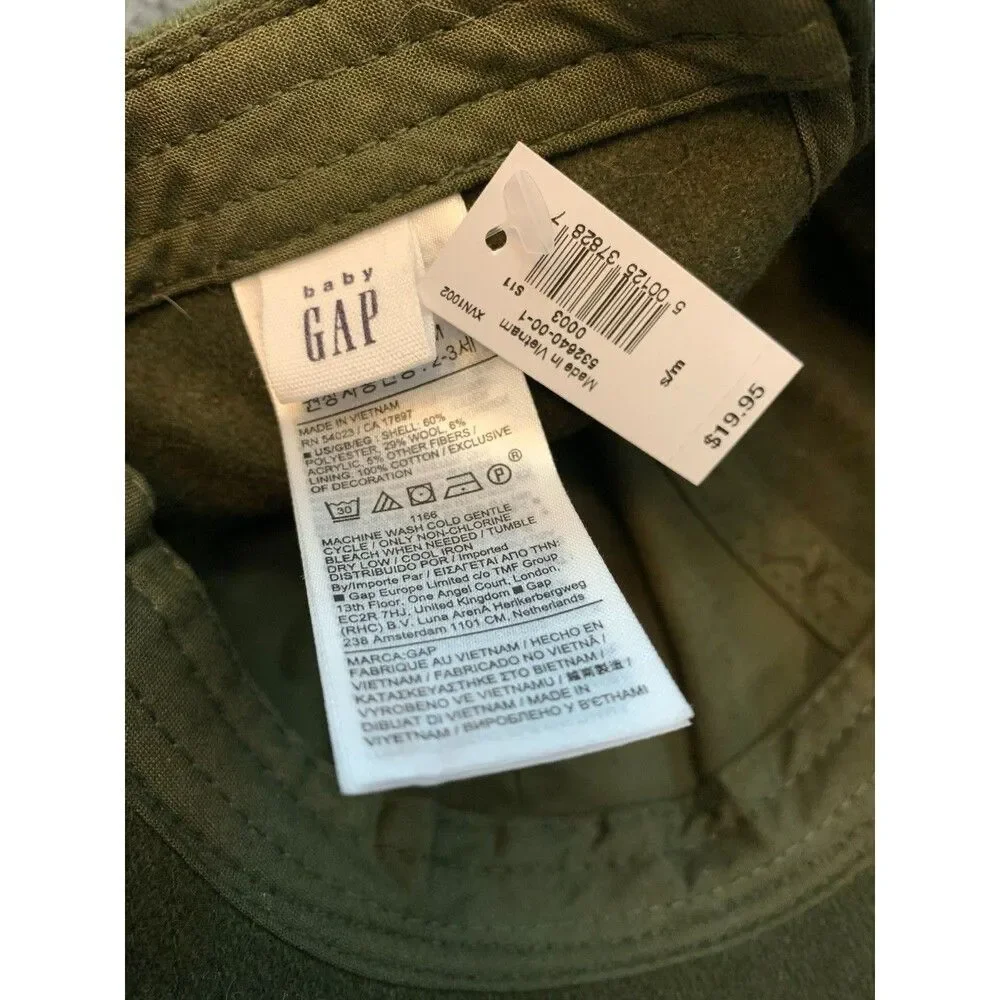 Gap Kids Cap Toddler S/M Wool Blend Twill Embroidered G Logo Baseball Hat Green